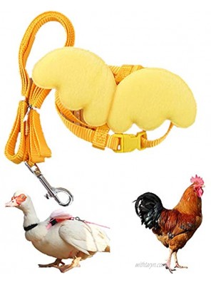 PoSeitiks Adjustable Chicken Harness with 4FT Leash and Wings Chicken Harness Rooster Medium Ideal for Cat Dog Chicken Hens Duck and Goose Yellow