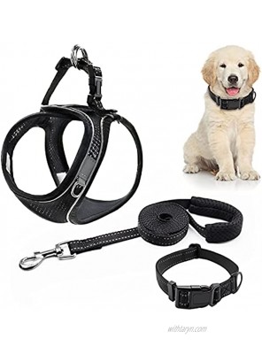 Puppy Harness and Leash Set Step-in Dog Harness,3M Reflective Pet Dog Vest for Small Medium Puppy Black M