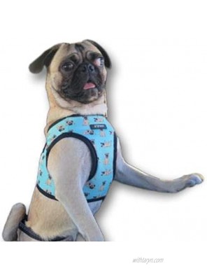 QTpawz Pug Puppy Step in Harness Easy On Design with Velcro Perfect for Pug Puppies and Smaller Pugs or Puggles