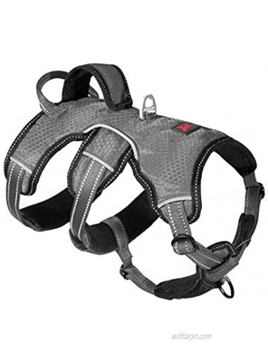 Tuff Pupper Updated for 2021 Tracker No Escape Dog Harness | Dual Escape Proof Leash Attachments | 5 Point Adjustable Fit Harness for Dogs | Padded Dog Harness for Comfort | Handle Dog Lift Harness